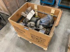 Lot of Asst. Face Shields, Chock Block, Camlock Fittings, Electrical Components, etc.