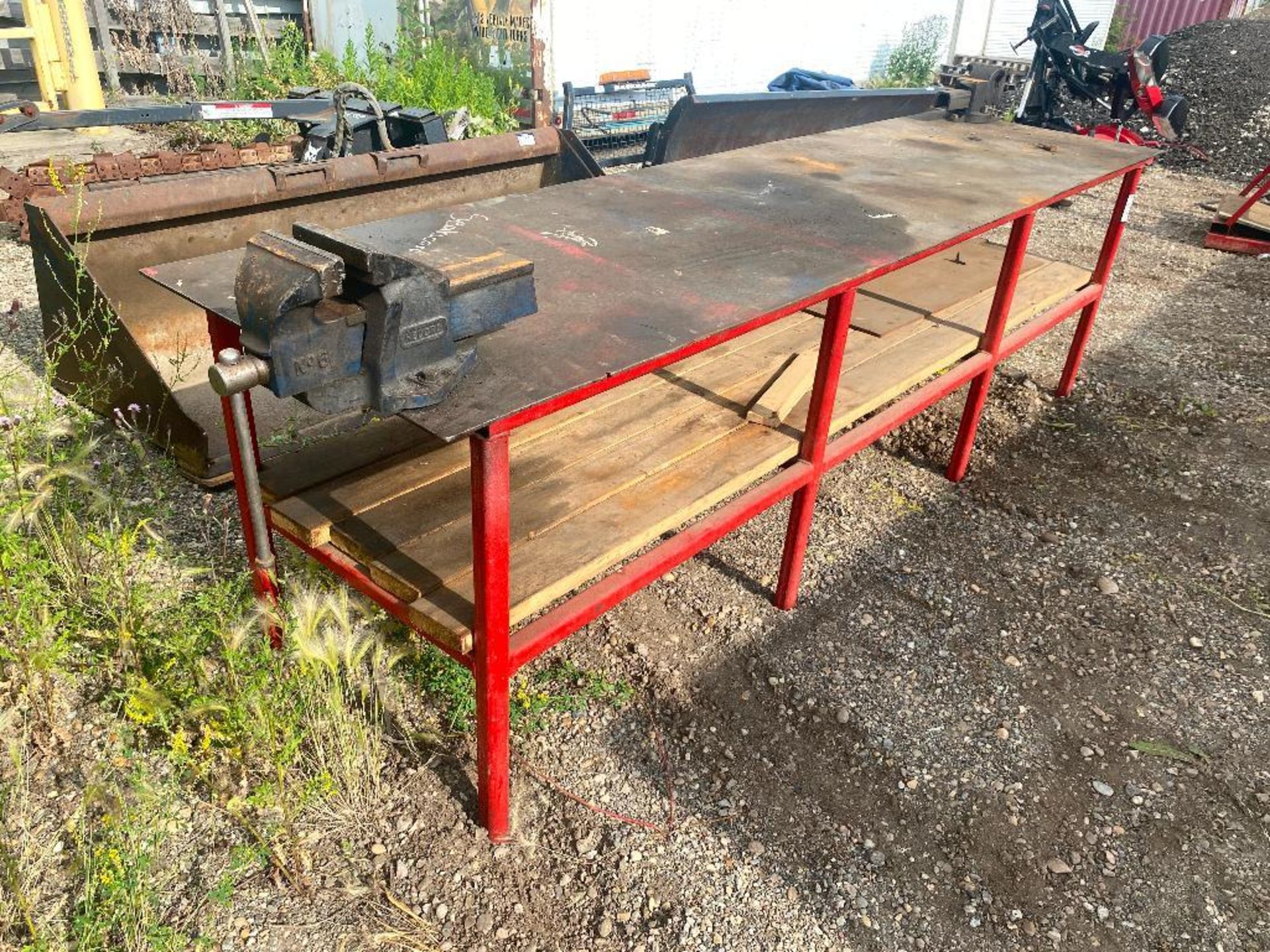 33" X 121" Steel welding Table w/ (2) " Vises - Image 2 of 2