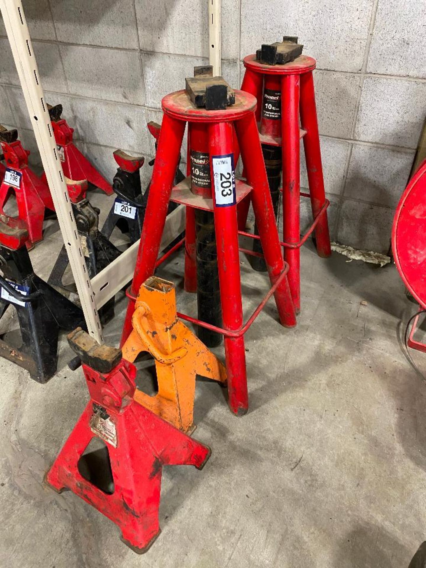 Lot of (2) Propel 10-Ton Jack Professional Jack Stands, etc.