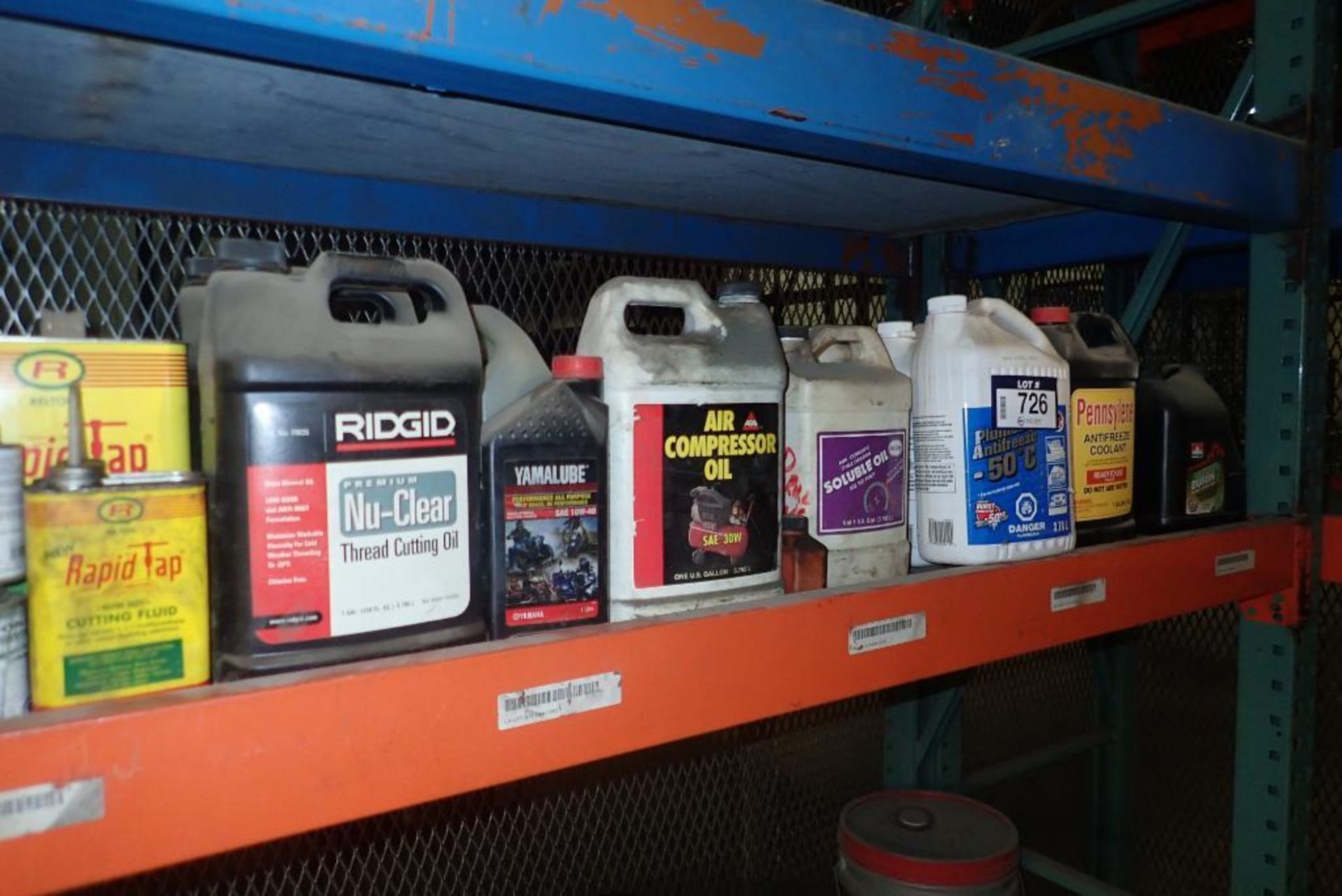 Lot of Asst. Shop Fluid including Oil, Antifreeze, Cutting Oil, Adhesive, etc. - Image 4 of 6