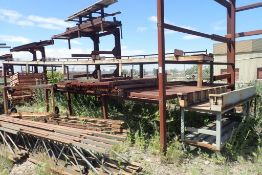 Lot of Steel Work Station w/ Roller Conveyor, Steel Grates, Raised Table, etc.