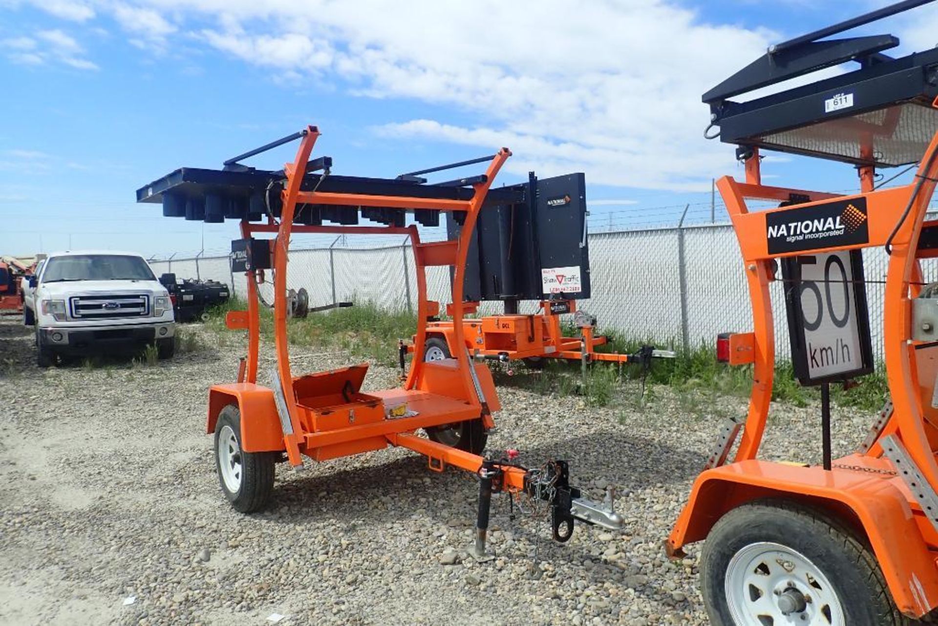 2018 National Signal Inc. Arolite Curve Solar Powered Single Axle Trailer Mounted Arrow Board.