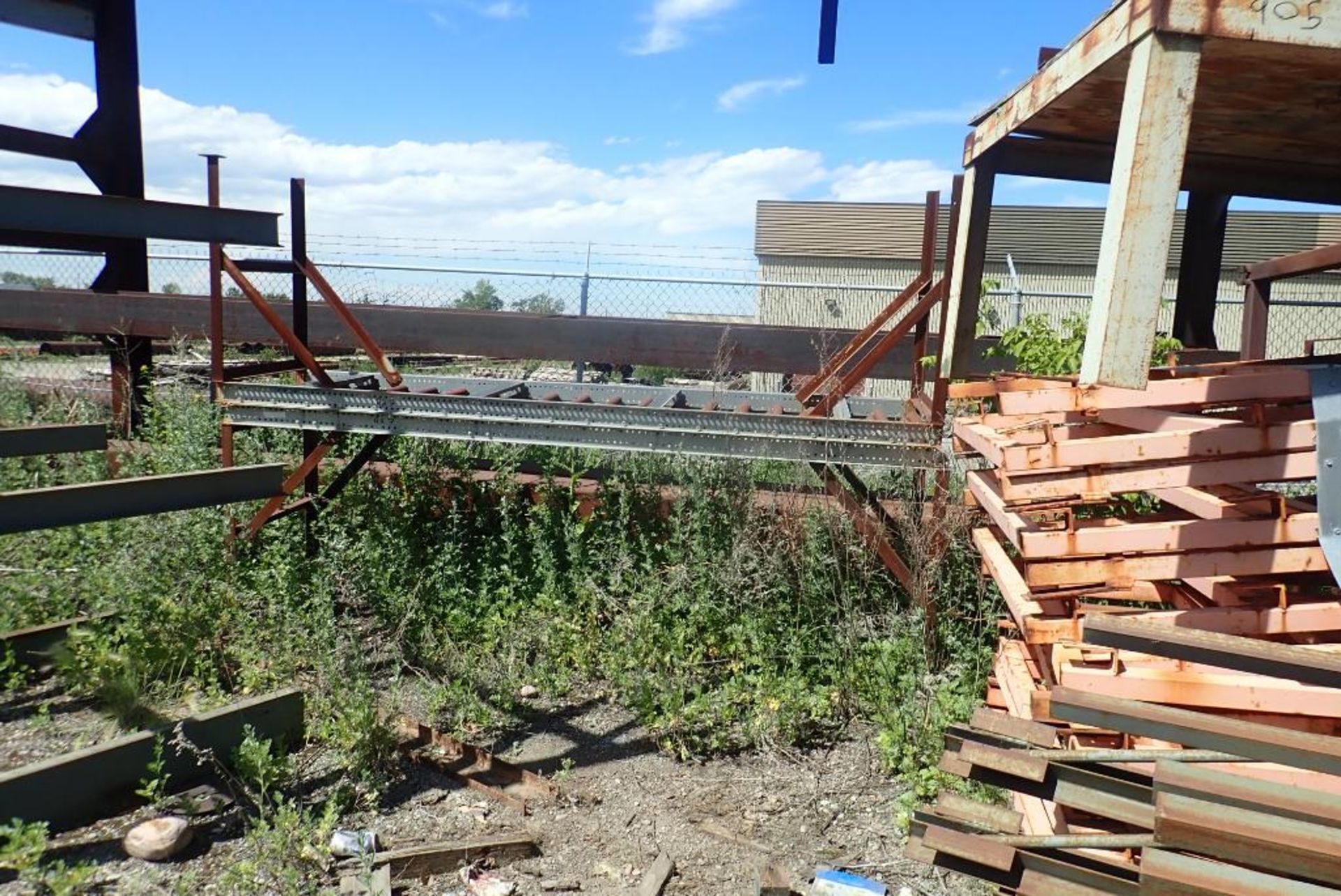 Lot of (3) Sections Roller Conveyor, Metal Welding Table and Table Base. - Image 4 of 4