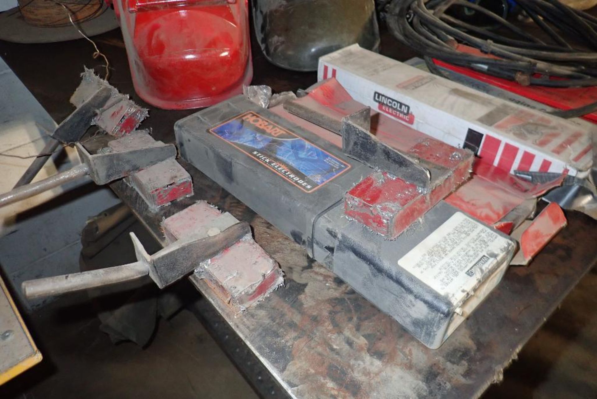 Lot of Miller Millermatic 10E Wire Feeder, Asst. Welding Stick, Coil, Helmets, Stingers, etc. - Image 7 of 8