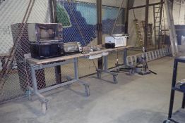 Lot of Countertop w/Sink, (2) Shop Carts, (3) Microwaves, Toaster Oven, Coffee Maker, etc.