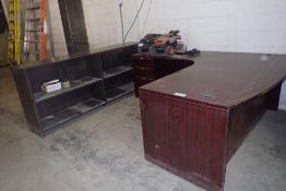 Lot of L-Shaped Desk w/ Pedestal, Task Chair and Storage Unit.