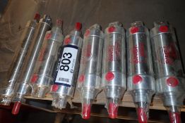 Lot of 8 Bimba Stainless Pneumatic Cylinders.