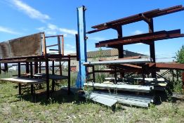 Lot of (3) Single Sided Cantilever Racks w/ Contents, Galvanized Siding, Jib Base, etc.