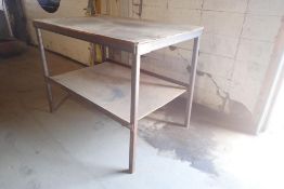 Metal 2-tier 2 1/2' x4' shop table.