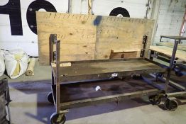 Mobile Metal 6'x2' Work Bench w/ Plywood Shadowboard.