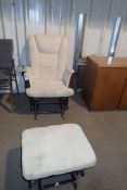 Upholstered Rocking Chair w/ Rocking Ottoman.