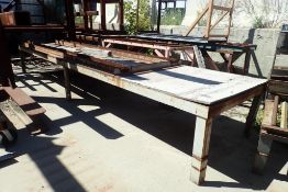 Lot of Double Roller Conveyor, (3) Roller Conveyors and Work Table.