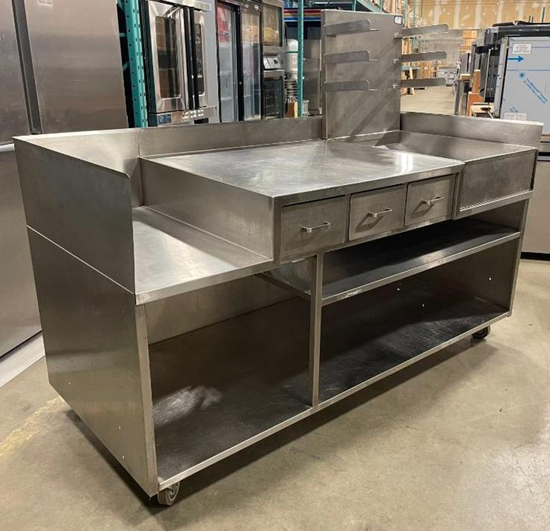 72" LONG CUSTOM MOBILE COMMERCIAL KITCHEN WORKSTATION BY ASTRON SPECIALTY METALS - Image 2 of 9