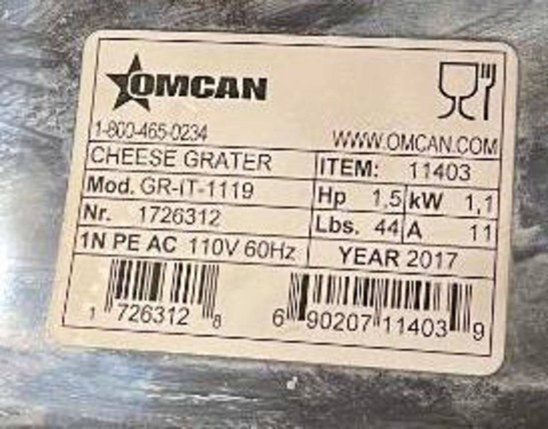 STAINLESS STEEL CHEESE GRATER WITH 1.5 HP MOTOR - OMCAN 11403 - Image 13 of 13