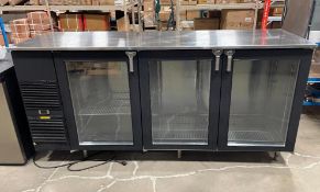 GLASTENDER BB84-L6-GS(LRR), 84" TRIPLE GLASS DOOR BACK BAR COOLER