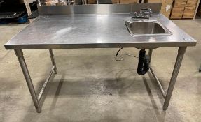 58" UNDERBAR STAINLESS STEEL WORK TABLE WITH HAND SINK