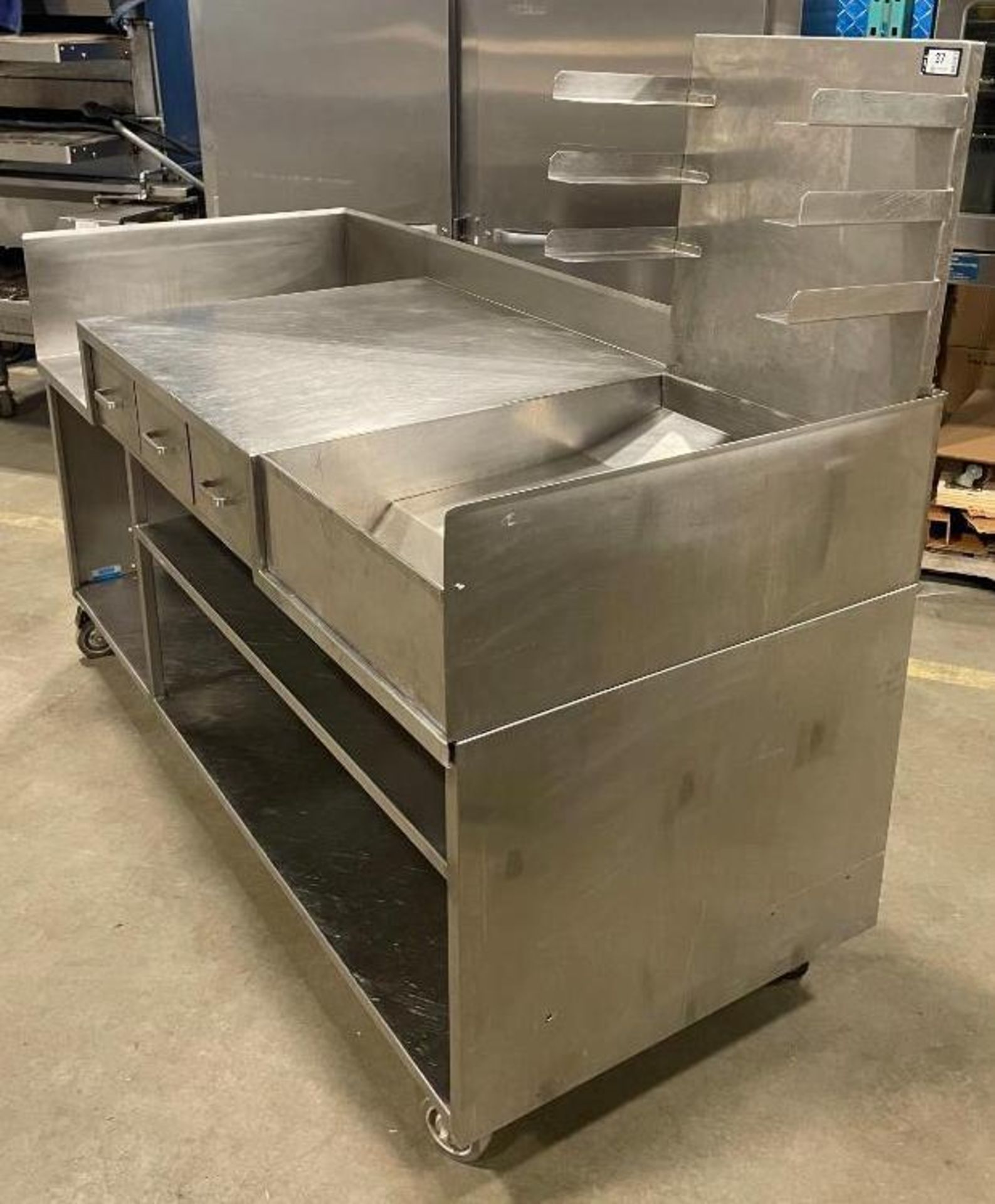 72" LONG CUSTOM MOBILE COMMERCIAL KITCHEN WORKSTATION BY ASTRON SPECIALTY METALS - Image 5 of 9