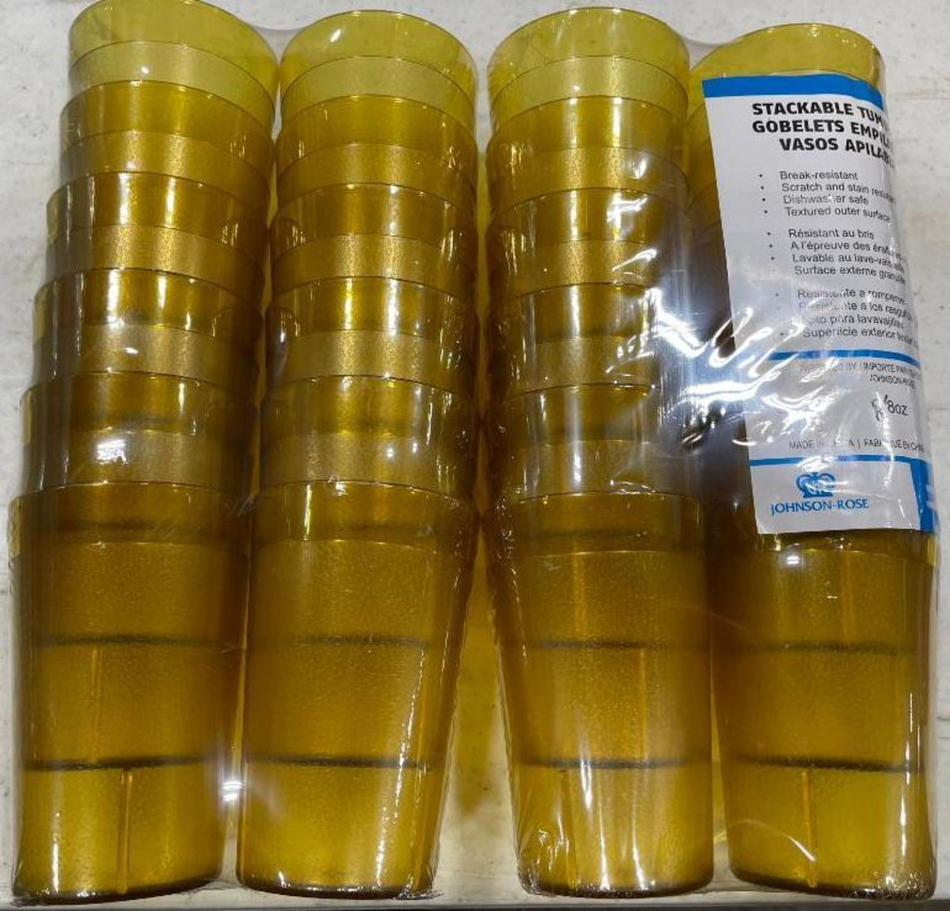 8 OZ PLASTIC STACKABLE AMBER TUMBLERS - LOT OF 24 - NEW - Image 3 of 4