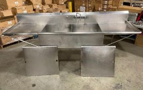 99" 2 WELL STAINLESS STEEL SINK WITH DUAL DRAIN BOARD