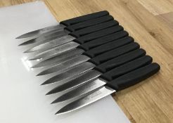 OMCAN 4" WAVE EDGE PARING KNIVES W/BLACK POLY HANDLE - LOT OF 10 - NEW