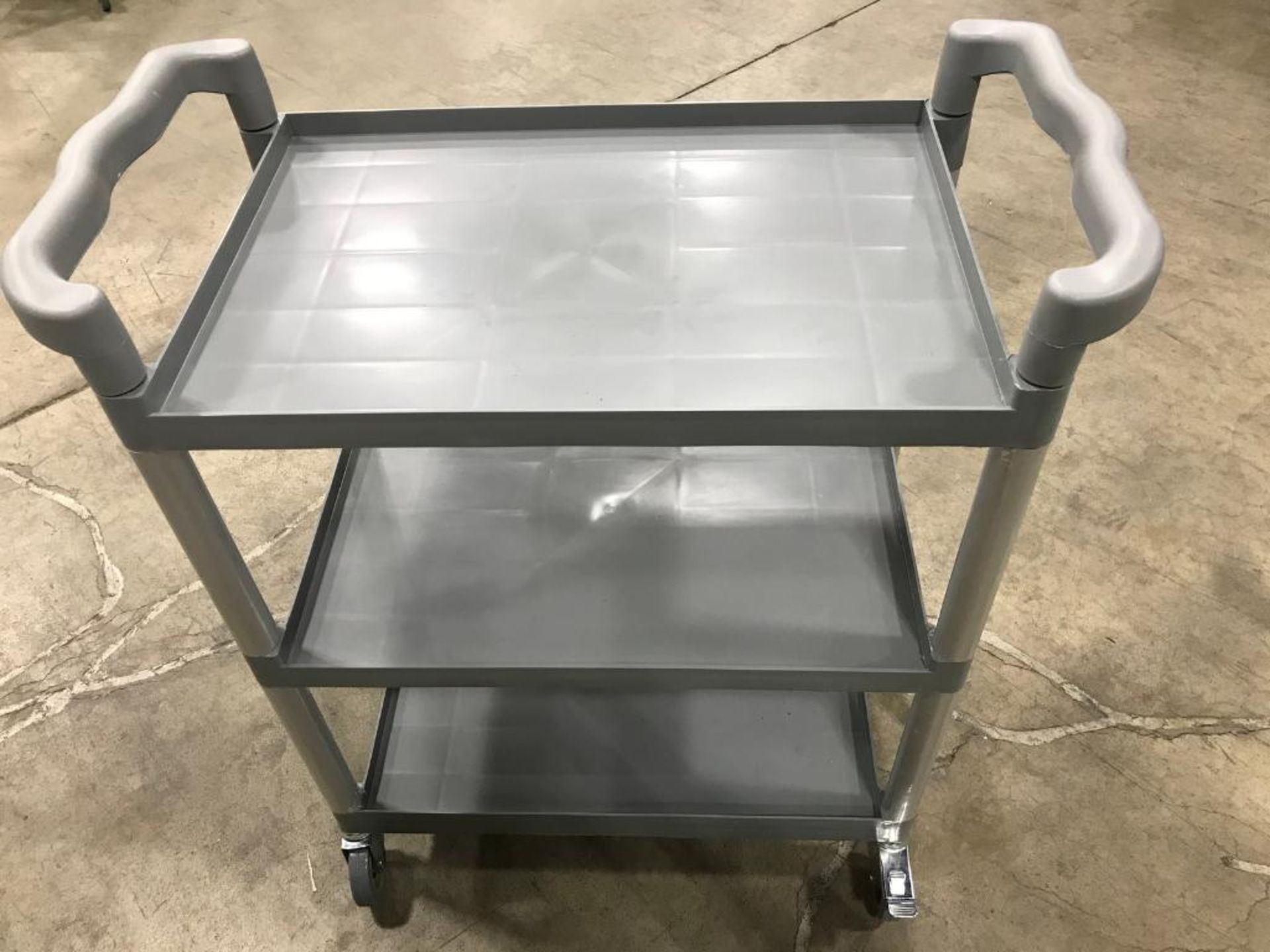 3 TIER TROLLEY CART, GREY, 16-1/8"X32-7/8"X37-7/8"H, 120-T1632 - NEW - Image 3 of 4