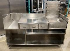 72" LONG CUSTOM MOBILE COMMERCIAL KITCHEN WORKSTATION BY ASTRON SPECIALTY METALS