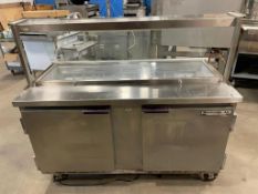 BEVERAGE-AIR SP60-16 60" DOUBLE DOOR REFRIGERATED SANDWICH PREP TABLE WITH SNEEZE GUARD