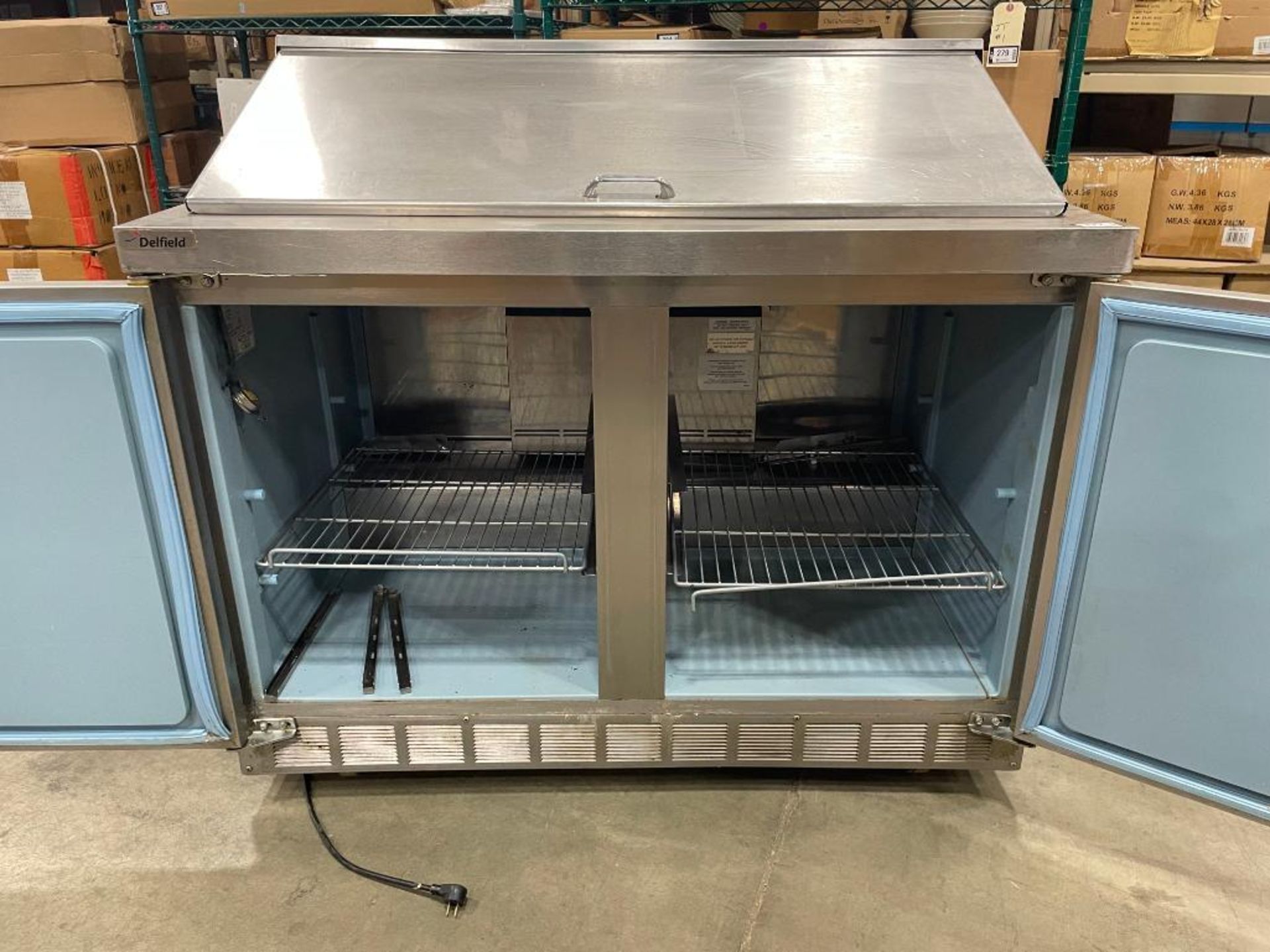 DELFIELD 4448N-18M 48" DOUBLE DOOR MEGA TOP REFRIGERATED SANDWICH PREP TABLE *NEEDS REPAIR* - Image 2 of 10