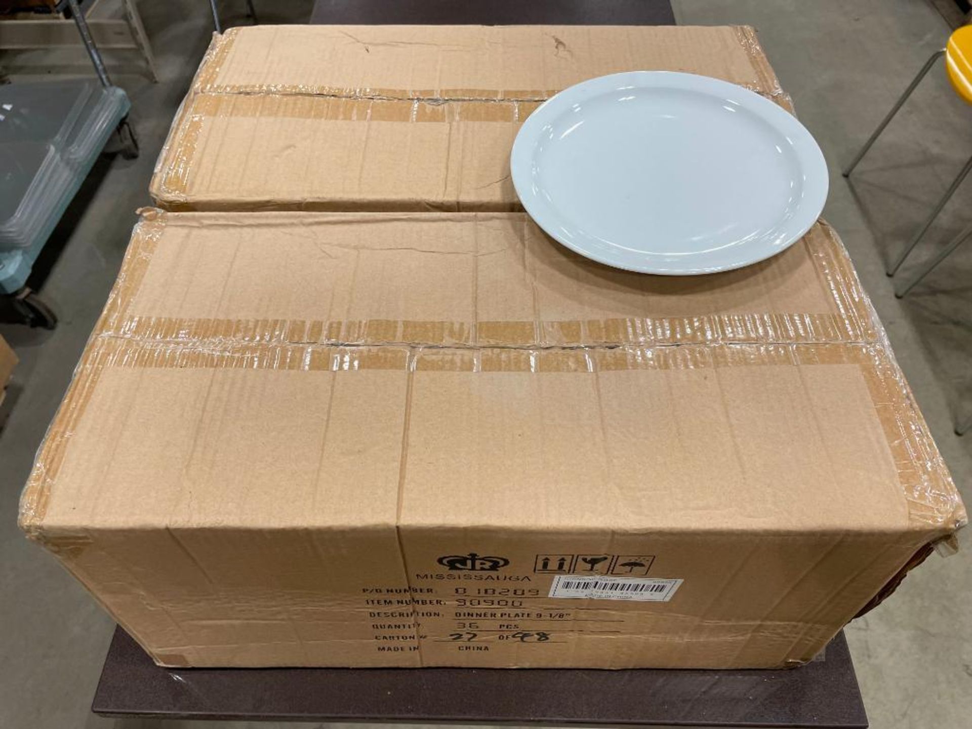 2 CASES OF 9" NARROW RIM DINNER PLATES. JOHNSON ROSE 90900, 36 PER CASE - NEW