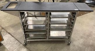 KELMAX MOBILE PREP CART WITH PAN HOLDERS & PANS