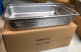 BOX OF FULL SIZE 4" DEEP STAINLESS STEEL PERFORATED INSERT, JOHNSON ROSE 58105 - LOT OF 6 - NEW