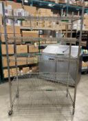 5 TIER WIRE STORAGE RACK ON CASTORS