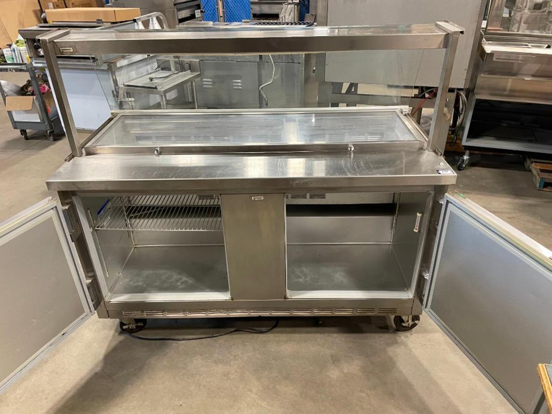 BEVERAGE-AIR SP60-16 60" DOUBLE DOOR REFRIGERATED SANDWICH PREP TABLE WITH SNEEZE GUARD - Image 2 of 10