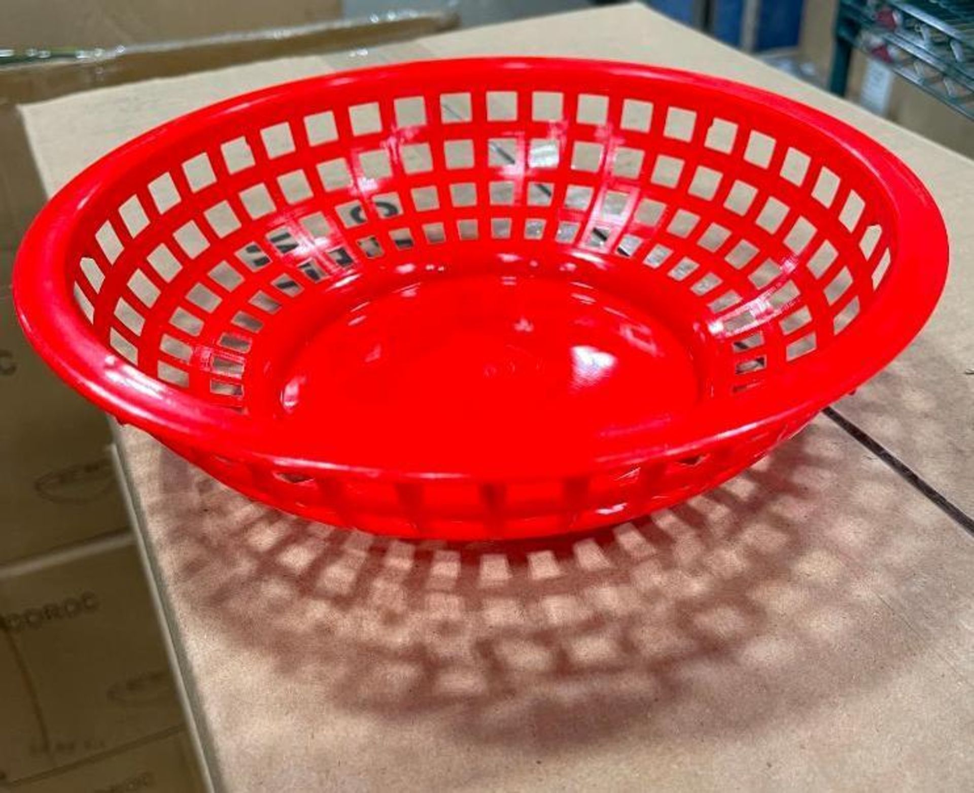 8" RED ROUND PLASTIC FOOD BASKET, JOHNSON ROSE 80752 - LOT OF 108 - NEW