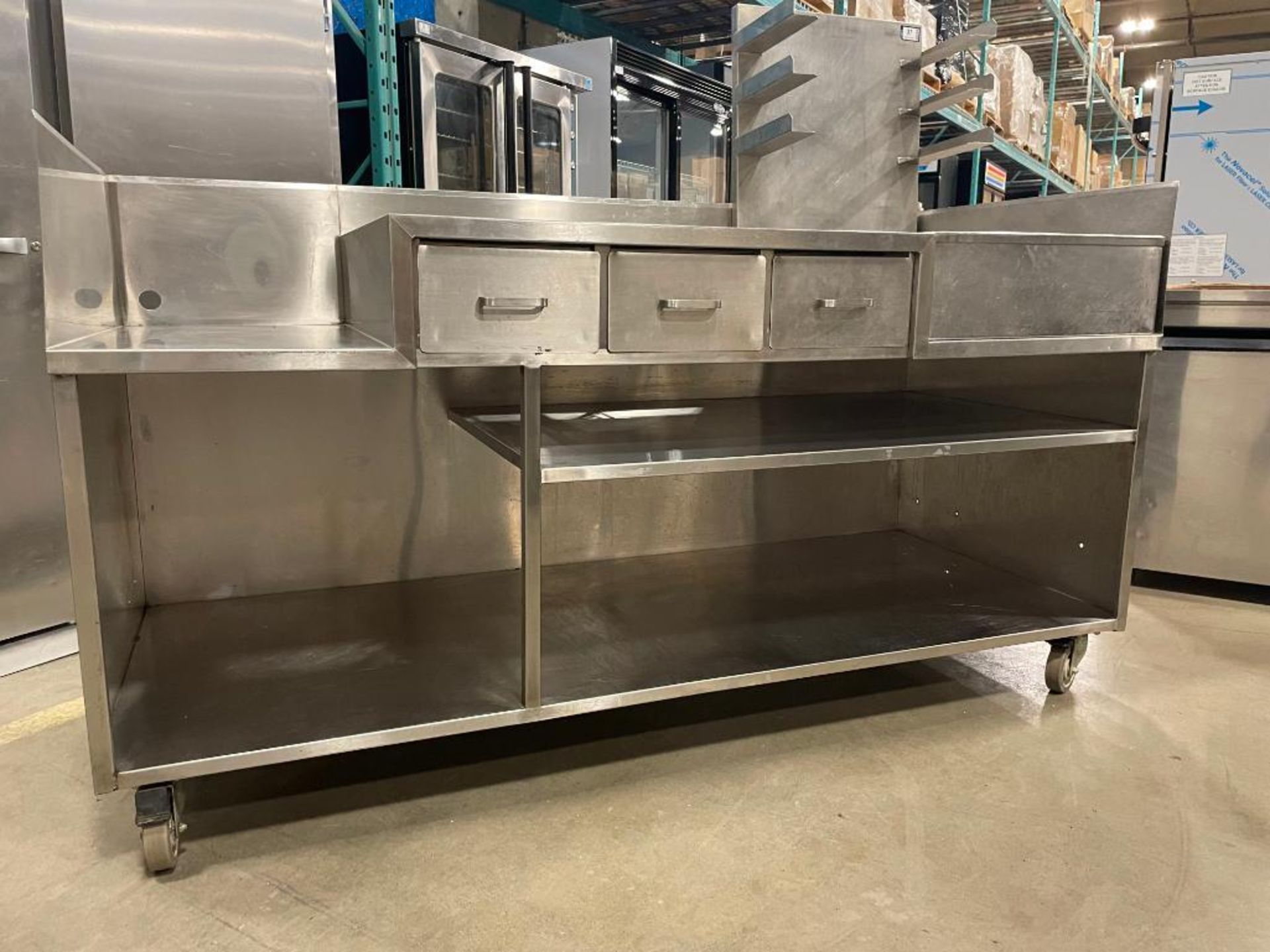 72" LONG CUSTOM MOBILE COMMERCIAL KITCHEN WORKSTATION BY ASTRON SPECIALTY METALS - Image 4 of 9