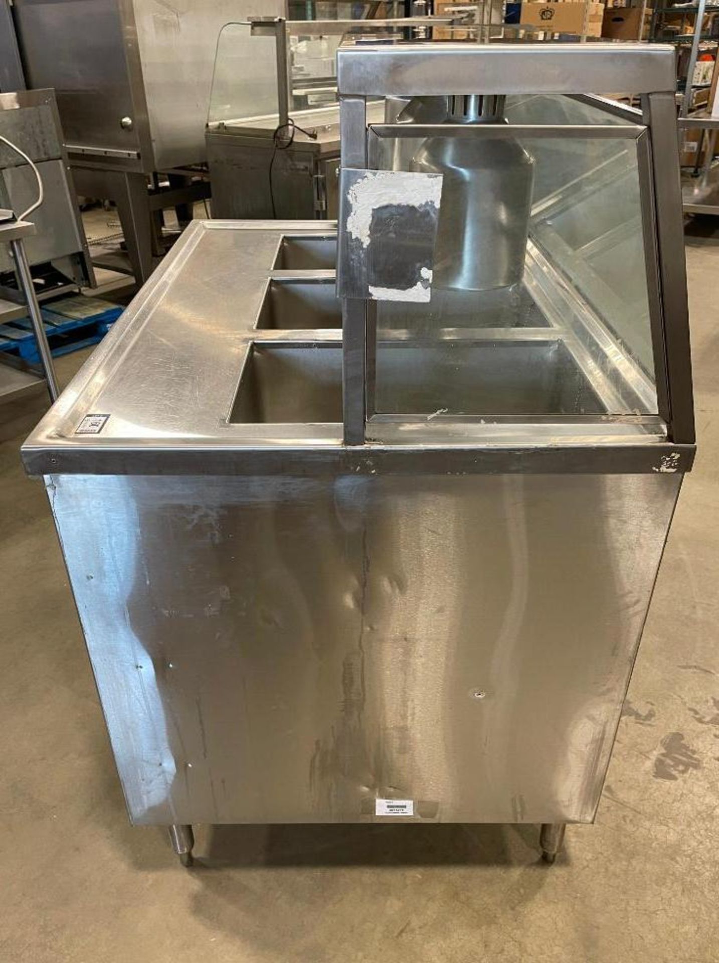 CUSTOM HALBAR STAINLESS STEEL 3 WELL WARMER WITH HEAT LAMPS & SNEEZE GUARD - Image 11 of 11