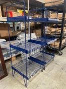 (2) BLUE 3 TIER WIRE MERCHANDISING RACKS