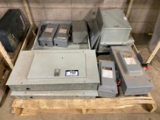 Pallet of Asst. Electrical including Enclosures, Breaker Panels, Safety Switches, etc.