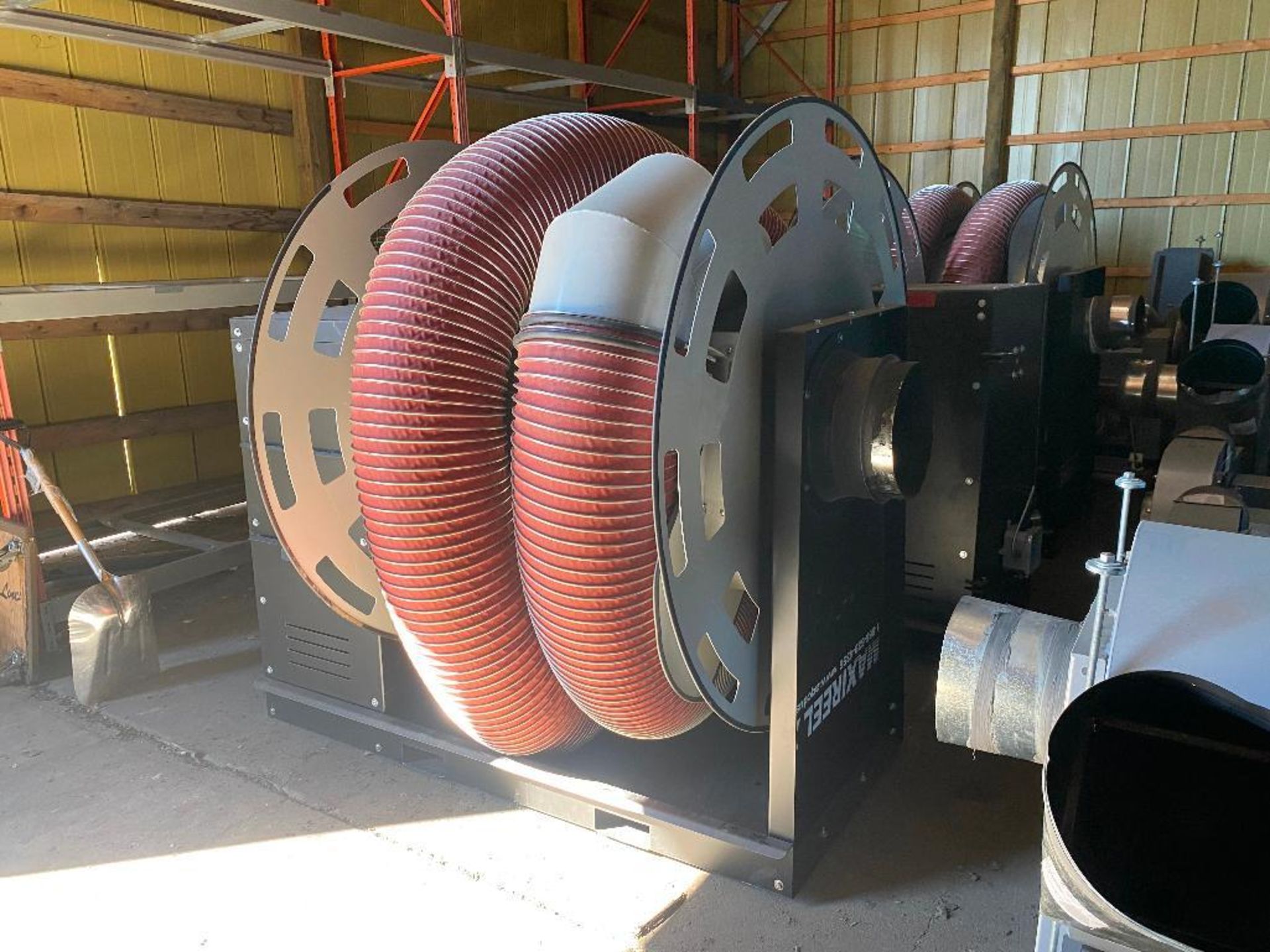 AQC Dust Maxireel XL Reel Exhaust Hose System w/ Greenheck 13-IPA-SD-10 Industrial Process Fan