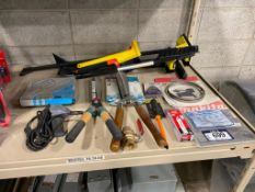 Lot of Asst. Hedge Clippers, Winch Control, Sawzall Blades, Snow Brushes, etc.