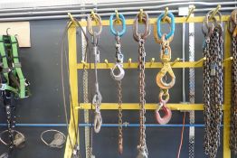 Lot of (7) Chain Lifting Slings and (4) Cable Lifting Slings.