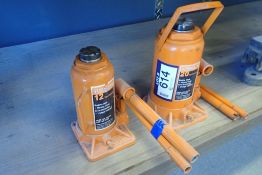 Lot of Strongarm 20-ton Hydraulic Bottle Jack and Strongarm 12-ton Hydraulic Bottle Jack.