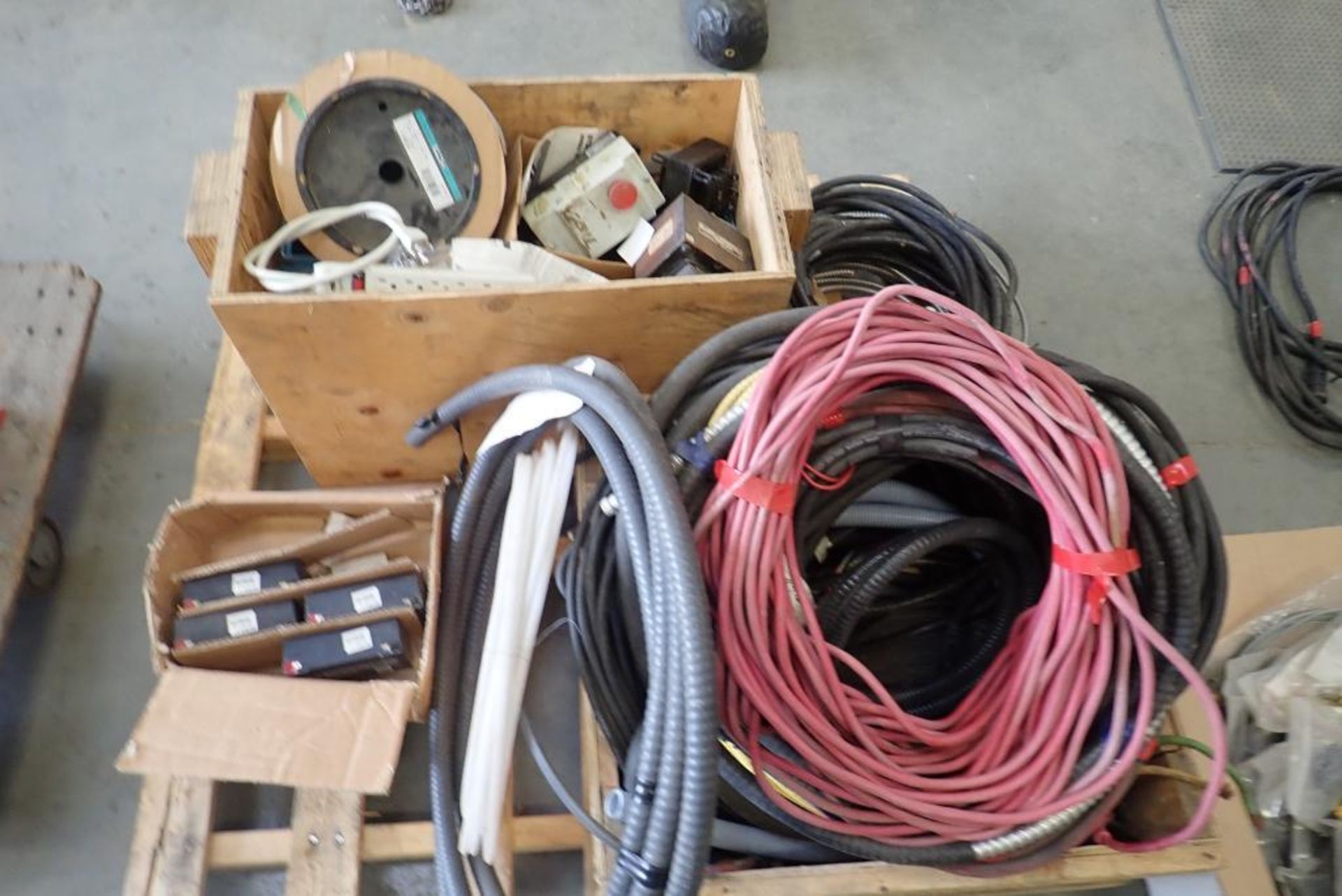 Lot of Asst. Cable, GS PE6V12 Portable Lead-Acid Batteries, Asst. Electrical, etc.