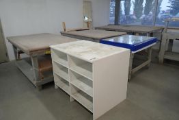 Lot of (4) Work Tables and Storage Unit.