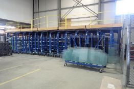 Lot of Approx. 162"x39" Mezzanine w/ (14) Hardware Racking Drawers and Safety Rail.