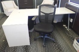 L-Shaped Work Station w/Glass Top and Task Chair.