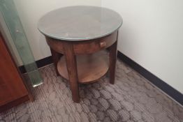 Round End Table w/Glass Top.