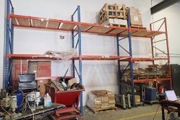 Lot of (3) Sections 8'x32"x15' Pallet Racking and (2) Pallets.