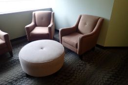 Lot of (2) Occasional Chairs and 33" Round Ottoman.