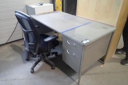 Lot of (2) Storage Units, Single Pedestal Desk and Task Chair.